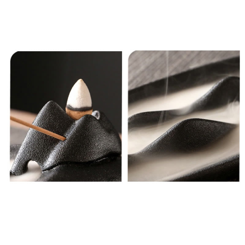Double Koi Fish Mountain Ceramic Stick Incense Burner Decoration
