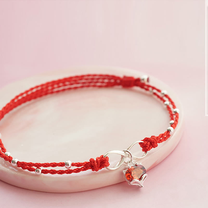 Love Heart Infinity Symbol Braided String Anklet