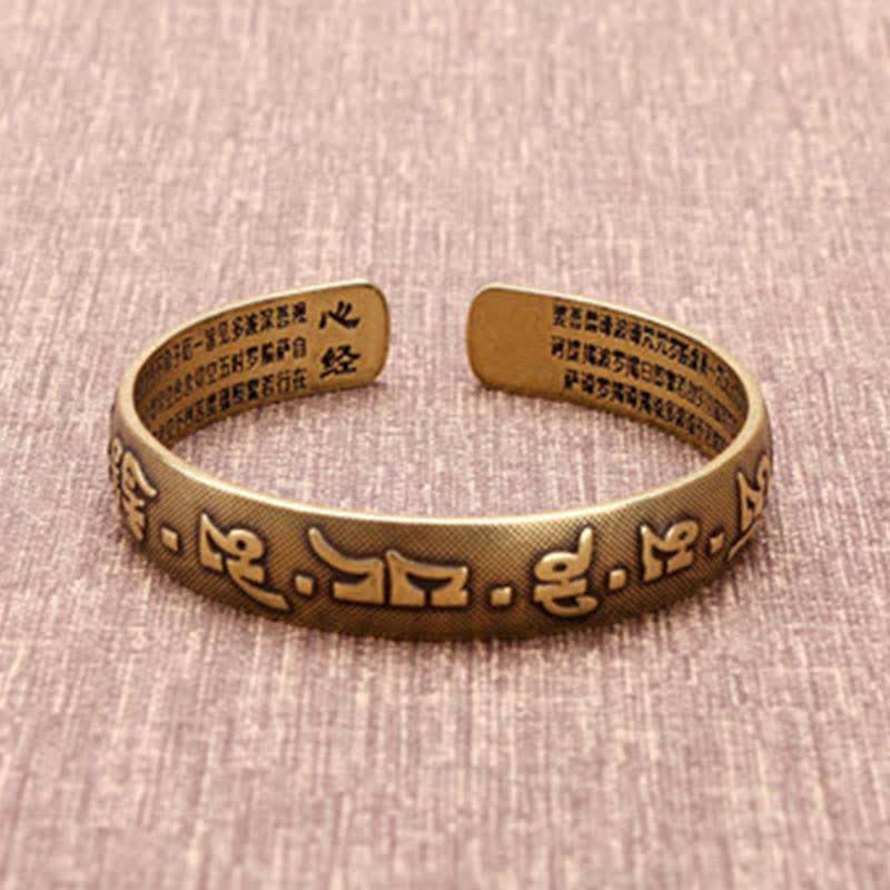 2Pcs Om Mani Padme Hum Dragon Phoenix Copper Leather Peace Cuff Bracelet Bangle