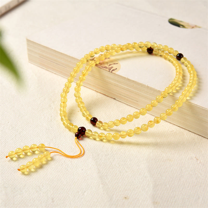 108 Mala Beads Natural Amber Bracelet