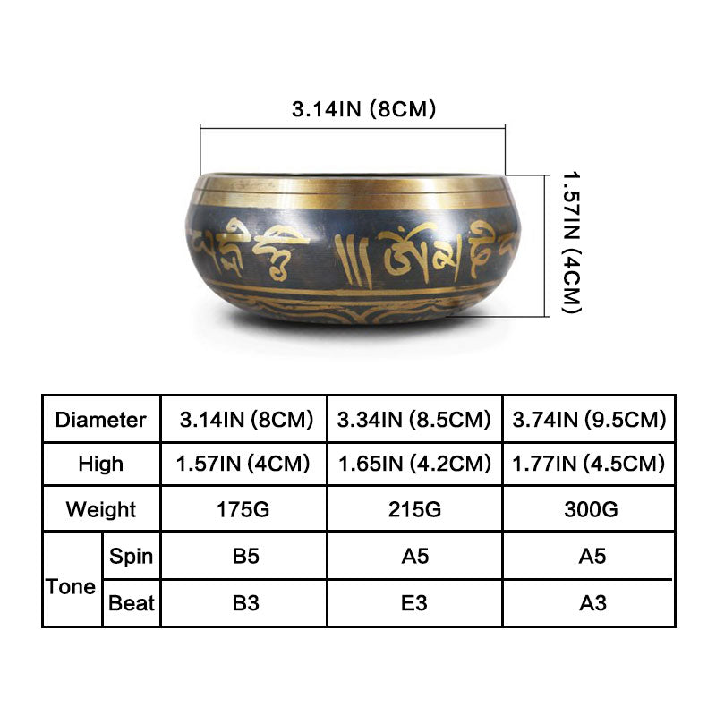 Tibetan Meditation Bowl for and Mindfulness Om Mani Padme Hum Singing Bowl