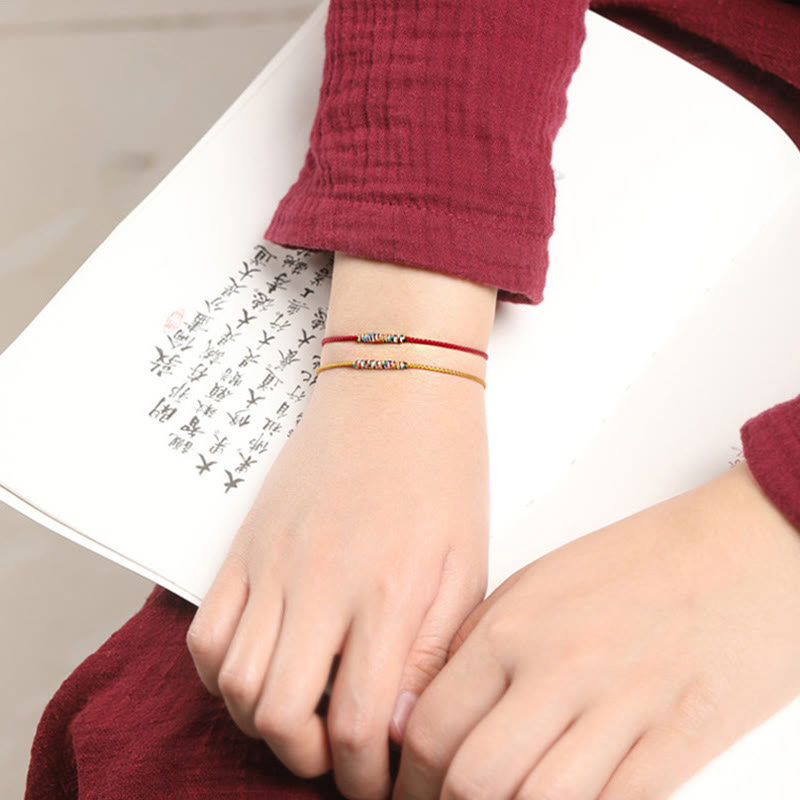 Tibetan Handmade Green Aventurine Luck Protection Braided Rope Bracelet