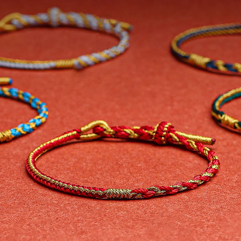 Handmade Chinese Zodiac Rabbit Rooster Rat Horse Dragon Protection Braid String Bracelet