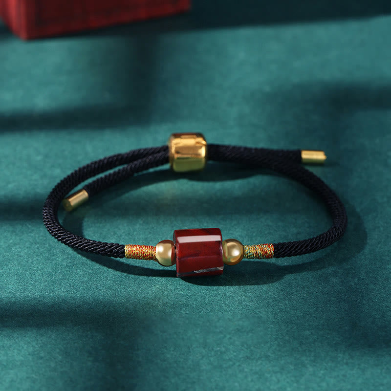 Tibet Handmade Green Aventurine Red Stone Malachite Luck Protection Braided Rope Bracelet