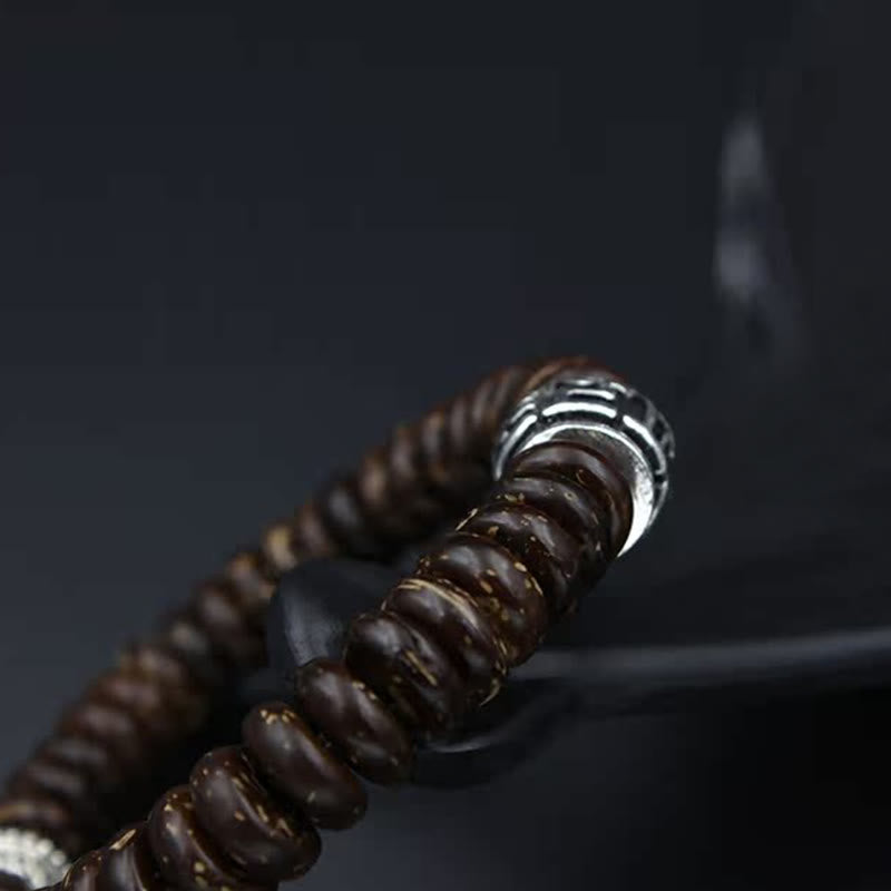 Natural Tibetan Coconut Shell Om Mani Padme Hum Positive Bracelet