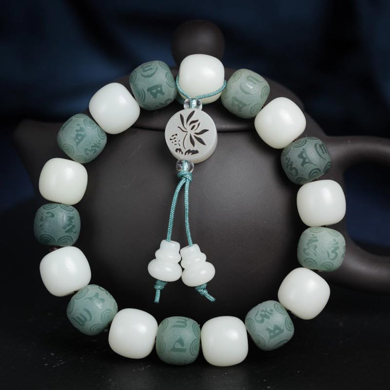 White Bodhi Six True Words Protection Bracelet