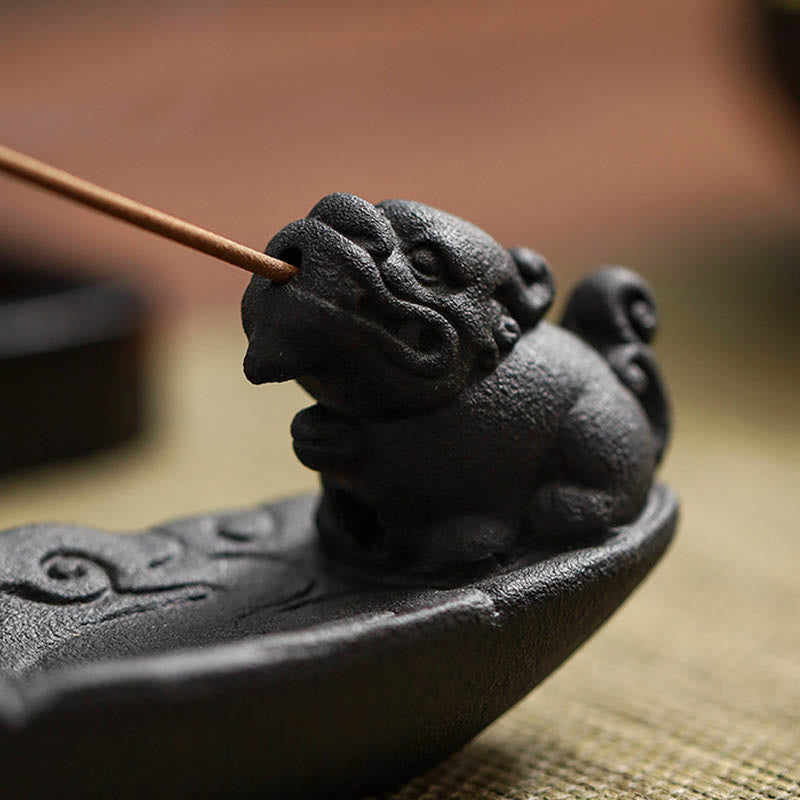 Auspicious Clouds Pixiu Ceramic Stick Incense Burner Decoration