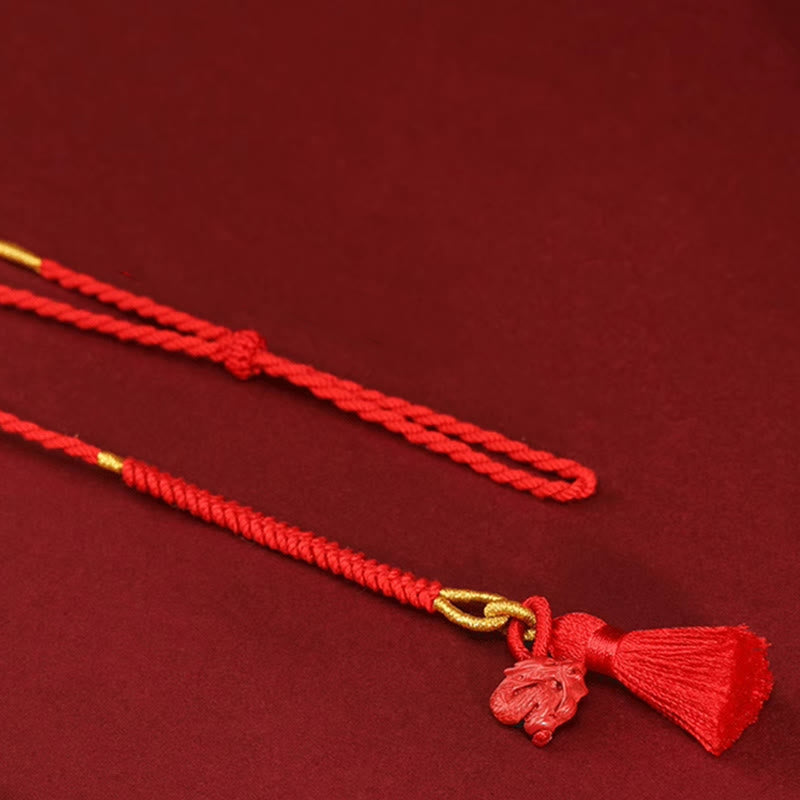 Natural Cinnabar Dragon Blessing Red String Belly Chain