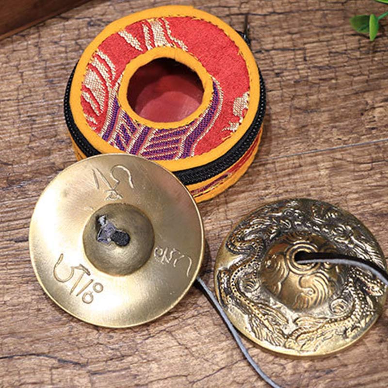Tibetan Tingsha Bell Six True Words Dragon Copper Balance Decoration With Bag