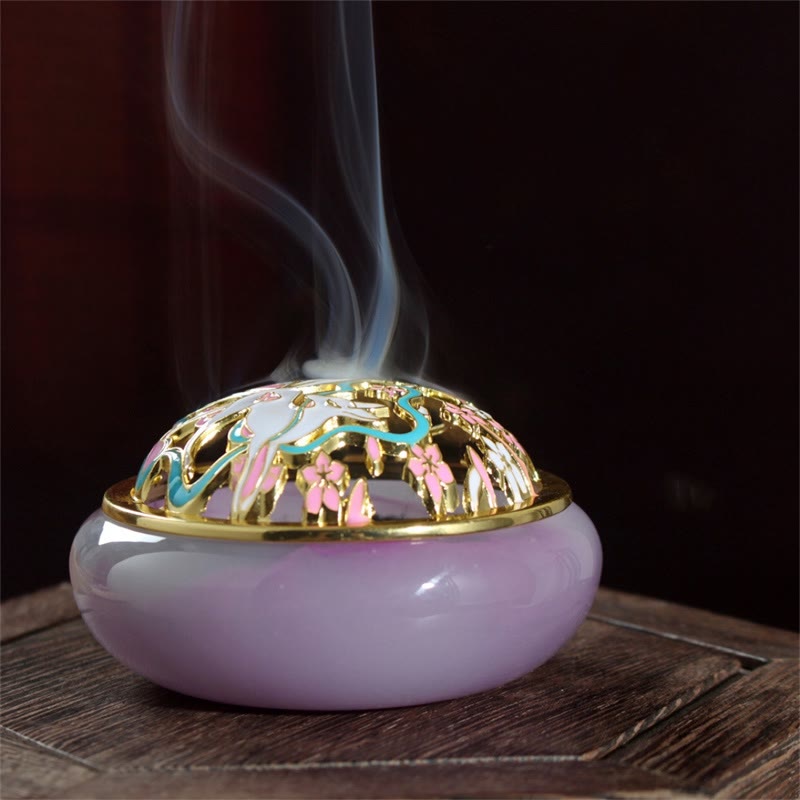 Nine Tailed Fox Liuli Crystal Meditation Incense Burner