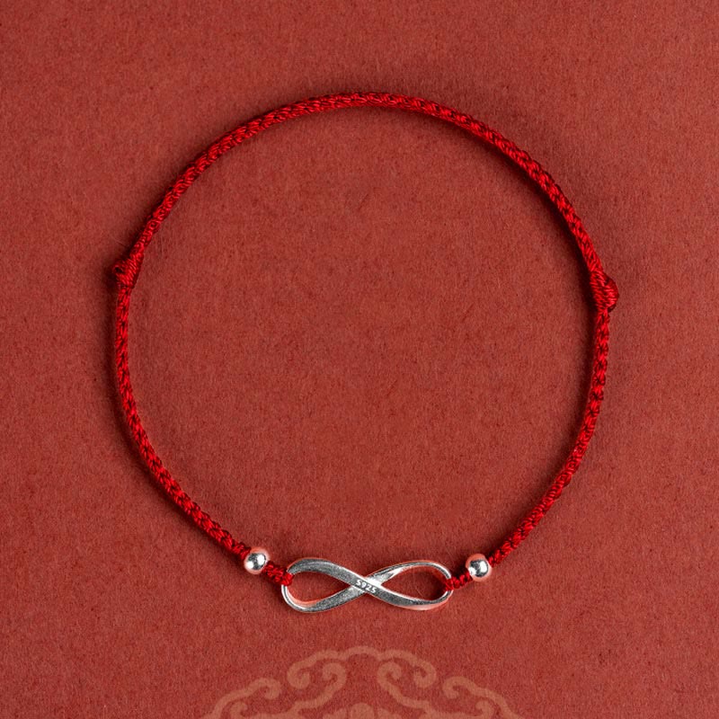925 Sterling Silver Endless Knot Protection Luck Red String Bracelet Anklet