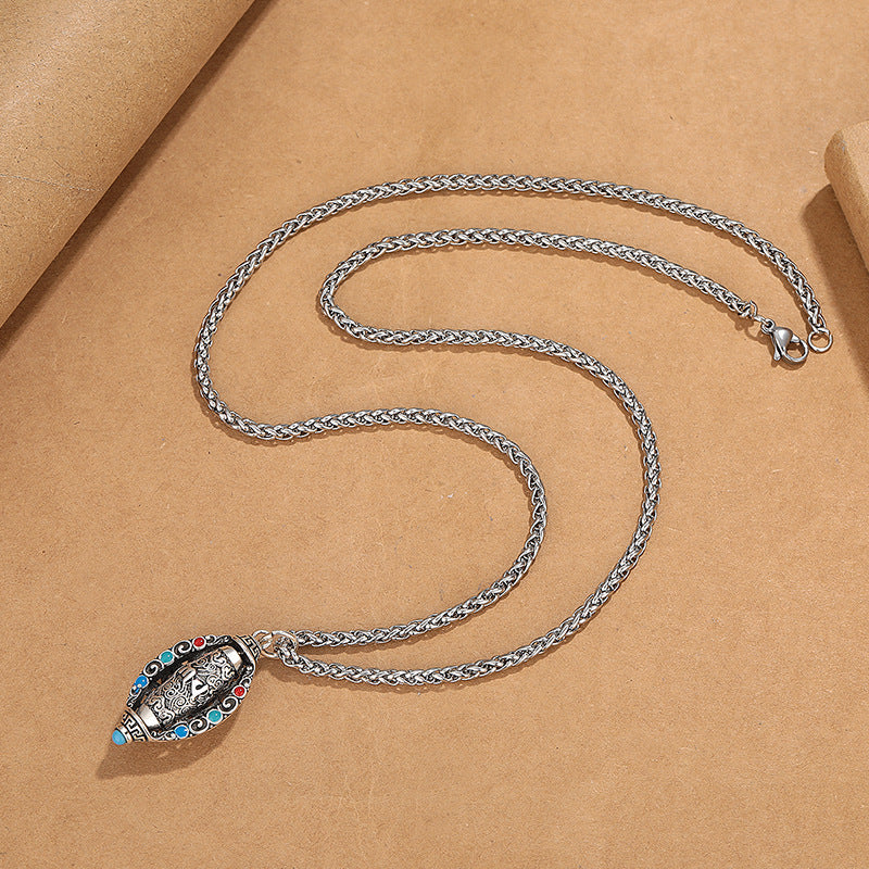 Tibetan Om Mani Padme Hum Purity Rotatable Necklace Pendant