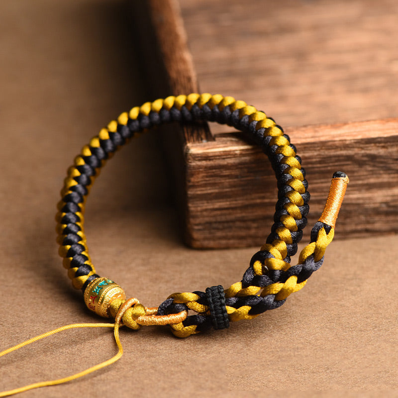 Handmade Tibetan Black Gold Dragon Scale Rope Om Mani Padme Hum Purity Bracelet