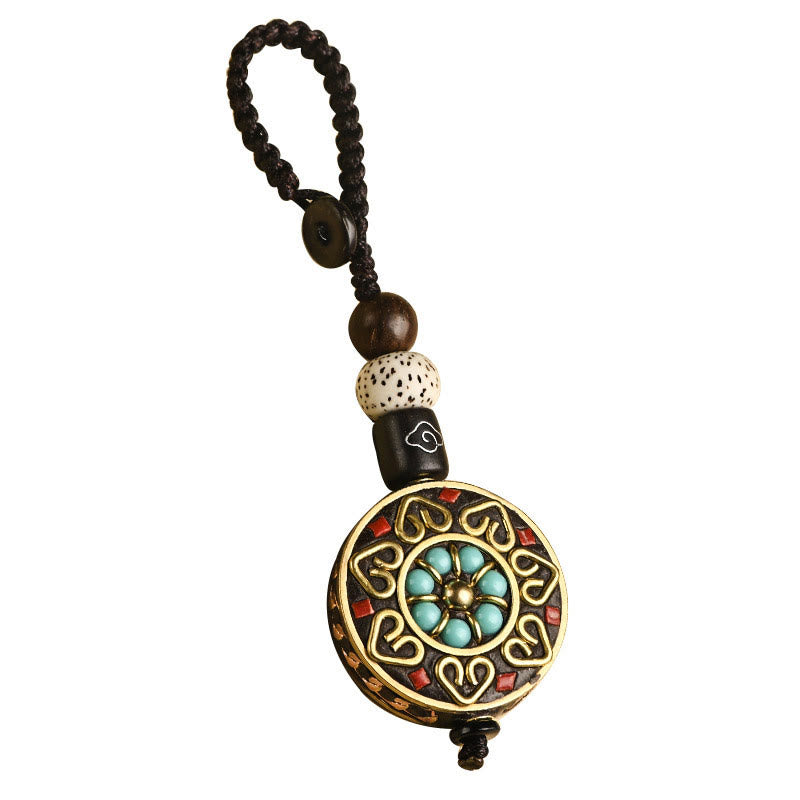 Tibetan Om Mani Padme Hum Bodhi Seed Peace Key Chain
