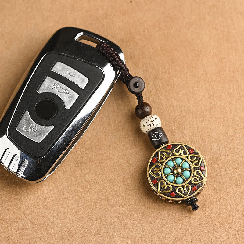 Tibetan Om Mani Padme Hum Bodhi Seed Peace Key Chain