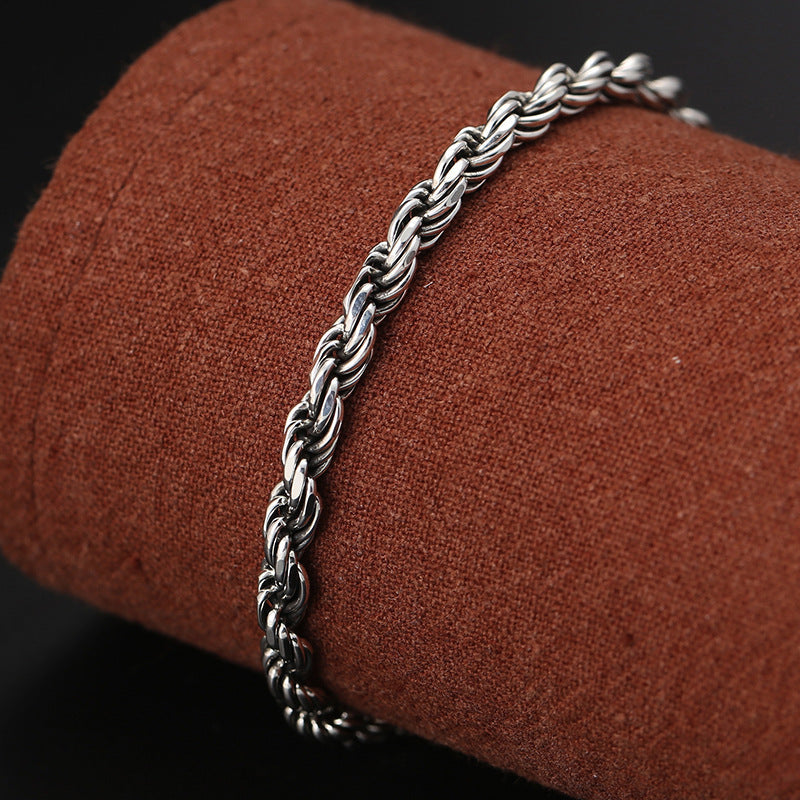 925 Sterling Silver Tibet Om Mani Padme Hum Double Dorje Vajra Twisted Design Peace Love Bracelet