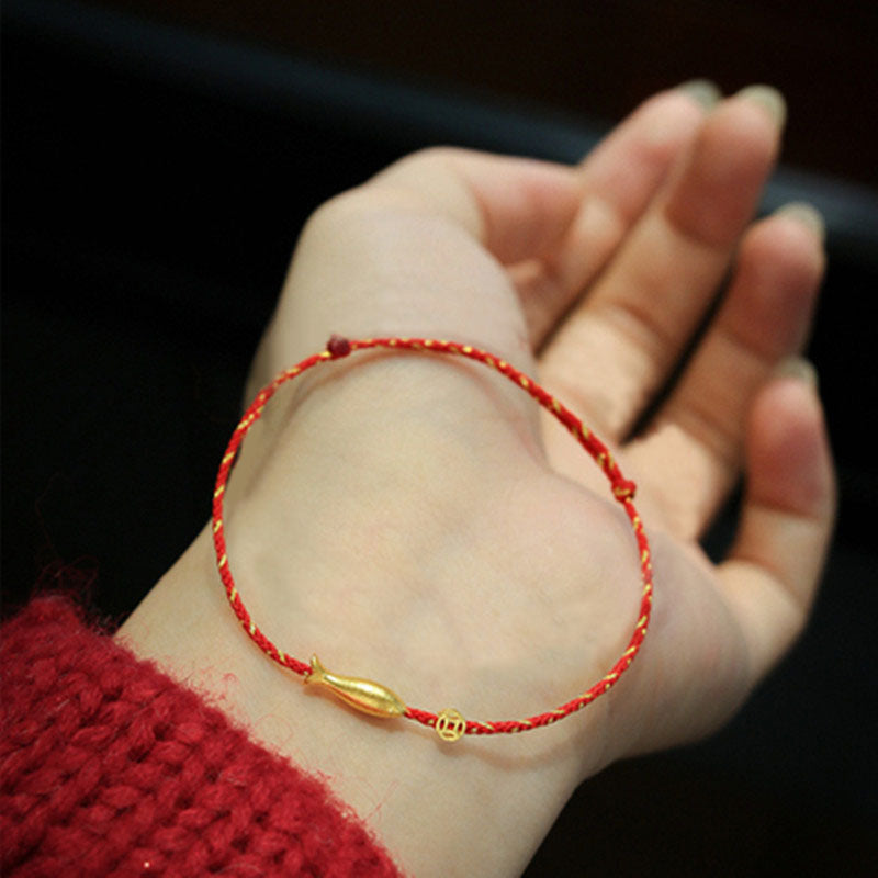 14K Gold Plated Koi Fish Luck Wealth Braided Bracelet