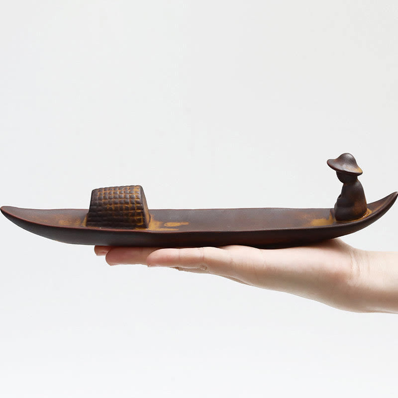 A Lonely Fisherman Afloat Ceramic Incense Burner