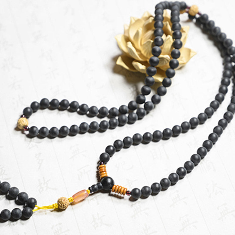 Tibetan Mala Cypress Bodhi Seed Red Agate Bracelet