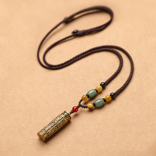 Tibet Om Mani Padme Hum Agate Shurangama Sutra Protection Necklace Pendant