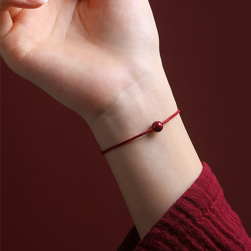 Natural Cinnabar Red Agate Blessing Red String Bracelet