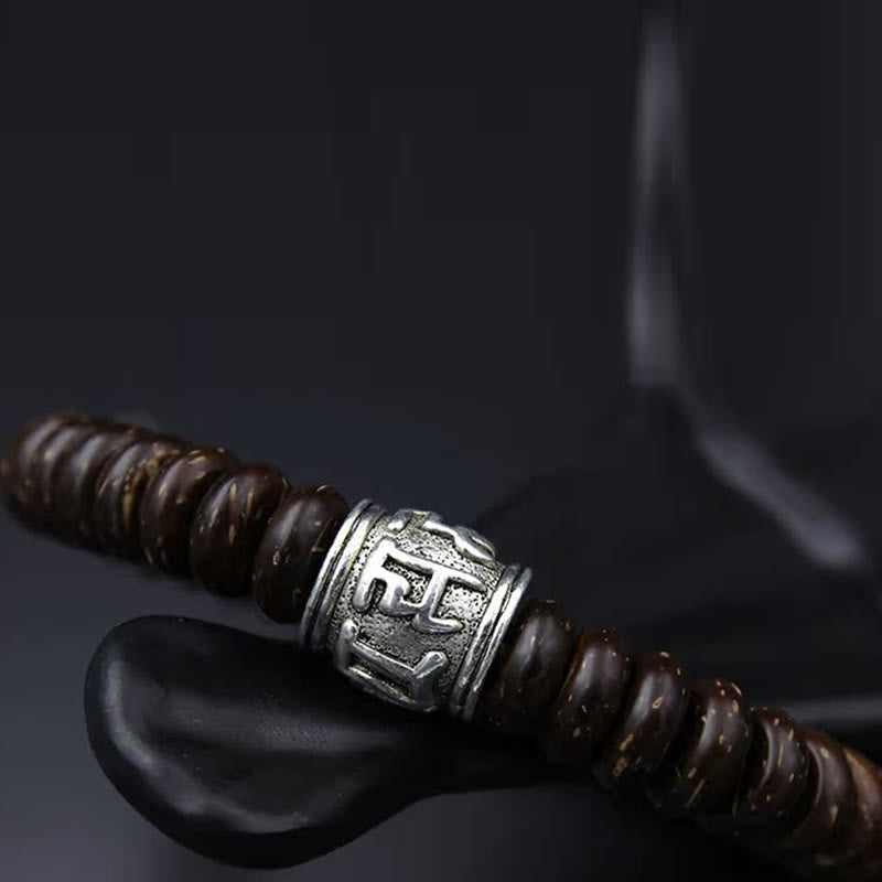 Natural Tibetan Coconut Shell Om Mani Padme Hum Positive Bracelet