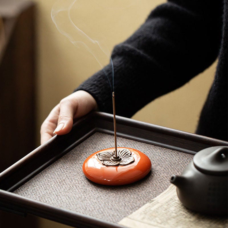 Persimmon Ceramic Meditation Incense Burner Incense Holders
