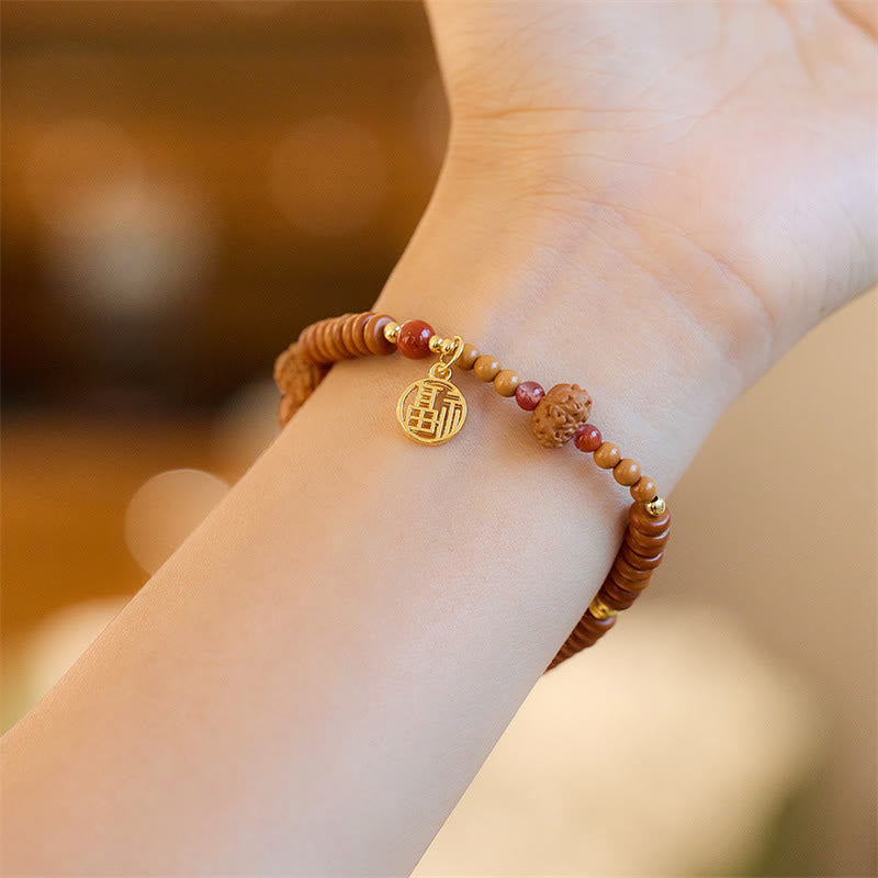 Tibetan Bodhi Seed Black Onyx Smoky Quartz Om Mani Padme Hum Fu Character Wealth Bracelet