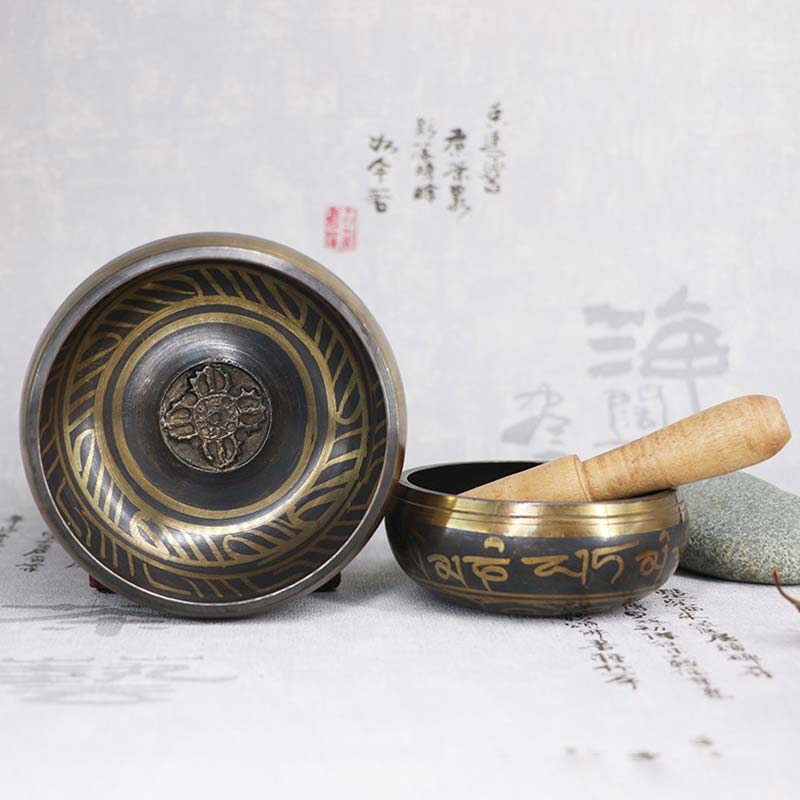 Tibetan Meditation Bowl for and Mindfulness Om Mani Padme Hum Singing Bowl