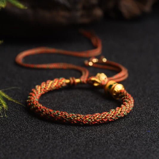 Tibetan Handmade Luck Prayer Wheel Bead Charm Weave Colorful String Bracelet