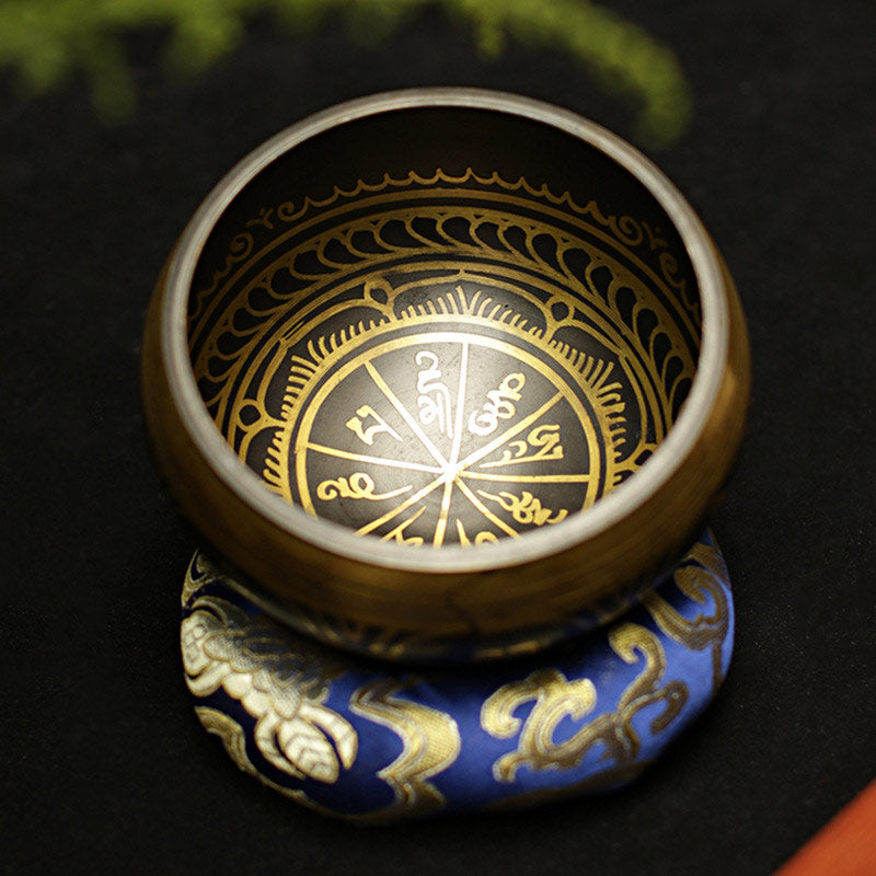 Tibetan Meditation Sound Bowl Handcrafted for and Mindfulness Support Protection Singing Bowl Set