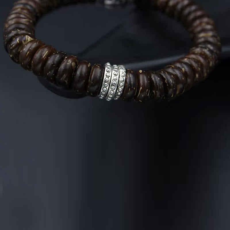 Natural Tibetan Coconut Shell Om Mani Padme Hum Positive Bracelet