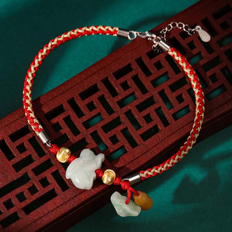 Chinese Zodiac Jade Prosperity Red String Bracelet Anklet