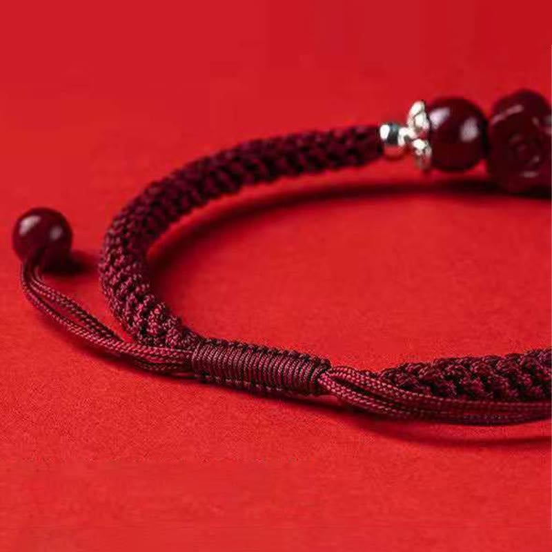 Handcrafted PiXiu Cinnabar Wealth Luck Braided Bracelet