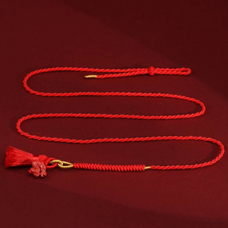 Natural Cinnabar Dragon Blessing Red String Belly Chain