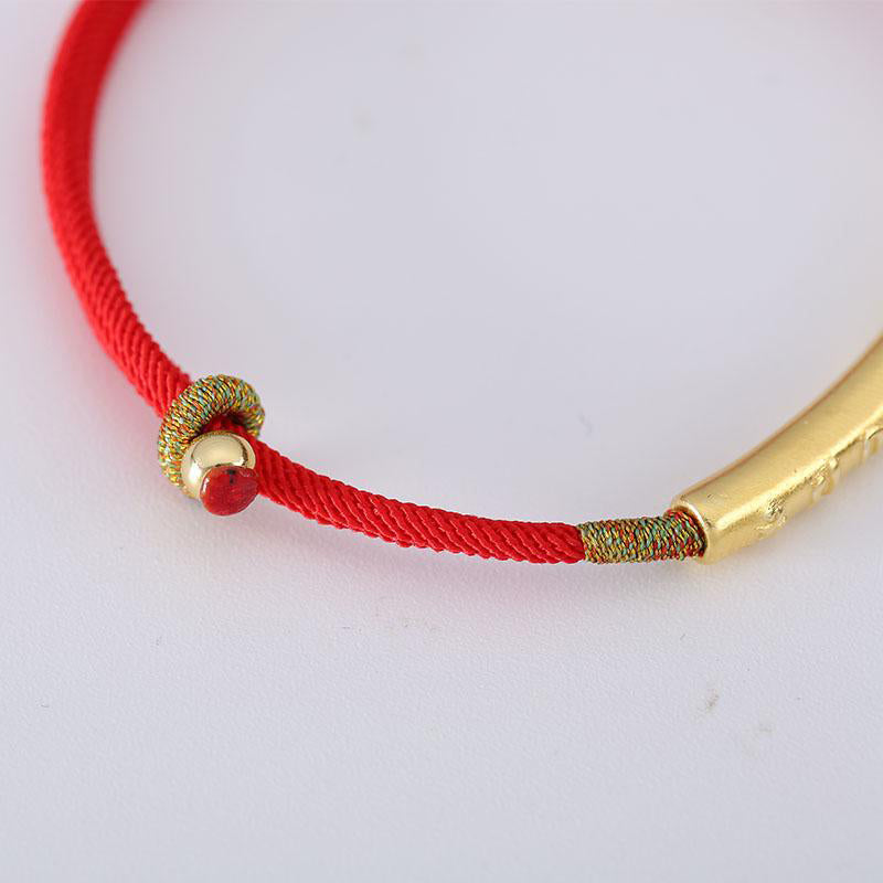 Tibetan Buddhist Handmade Mani Mantra Lucky Red String Bracelet