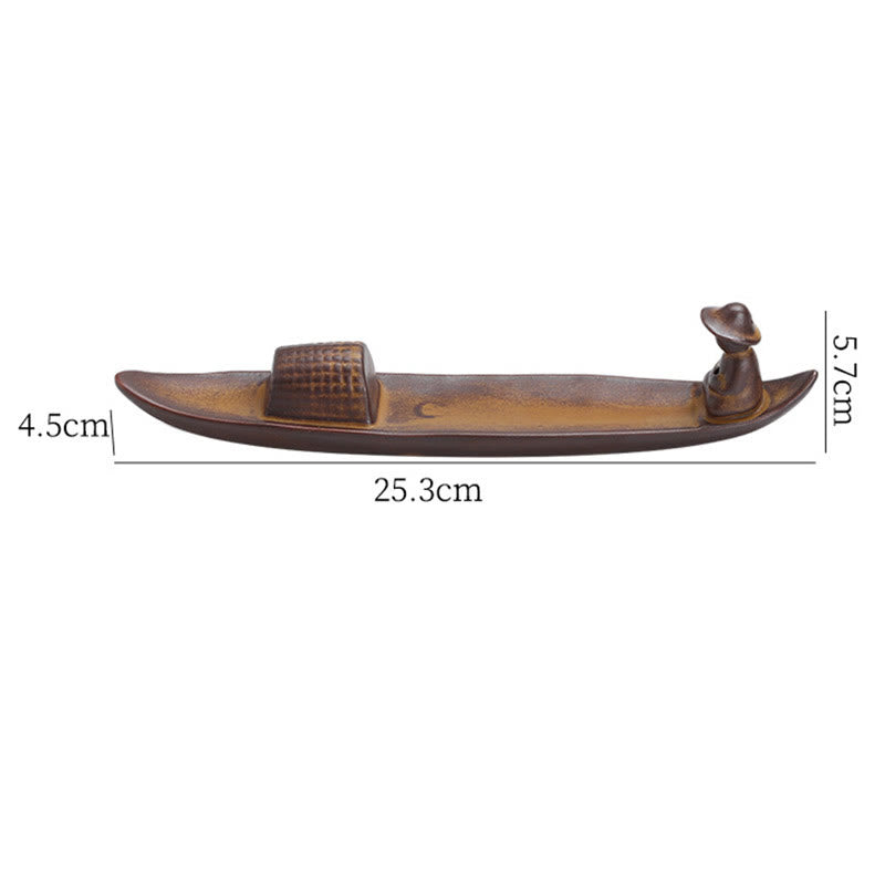 A Lonely Fisherman Afloat Ceramic Incense Burner