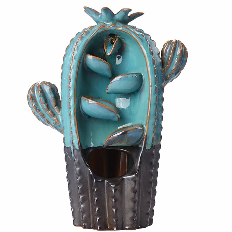 Cactus Ceramic Backflow Smoke Fountain Incense Burner