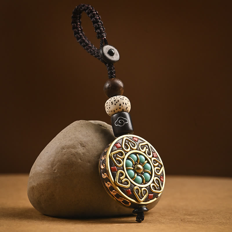 Tibetan Om Mani Padme Hum Bodhi Seed Peace Key Chain