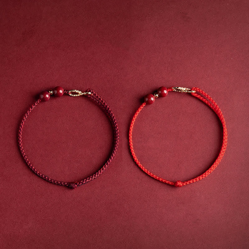 Cinnabar Blessing Red String Golden Infinity Symbol Bracelet Anklet