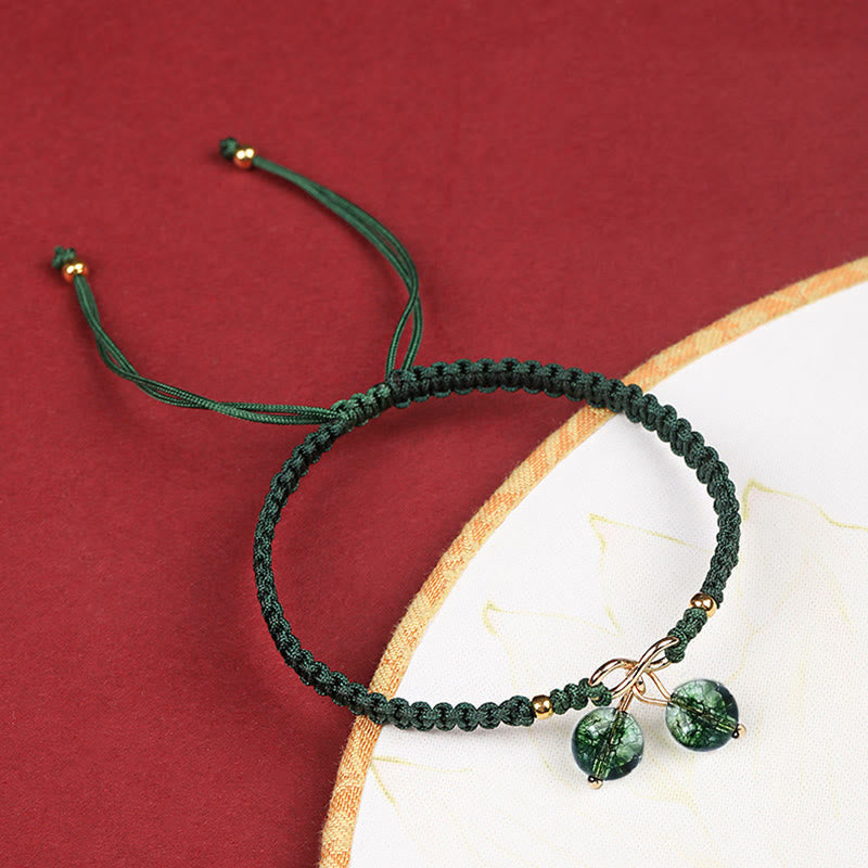 Natural Strawberry Quartz Amethyst Green Phantom Bead Positive Bracelet
