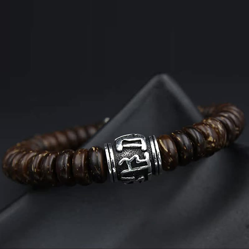 Natural Tibetan Coconut Shell Om Mani Padme Hum Positive Bracelet