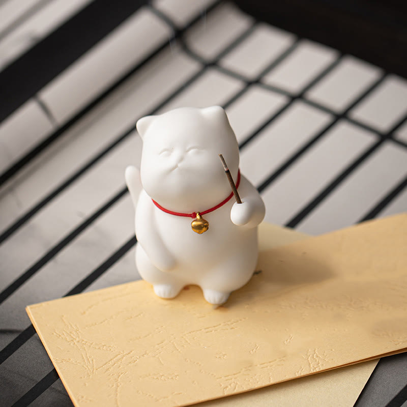 Mini Cute Cat Ceramic Incense Burner Desk Decoration