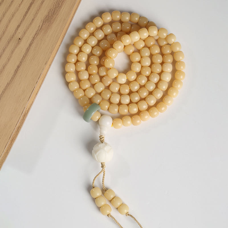 Natural Bodhi Seed Lotus Dzi Bead Peace Harmony Charm Bracelet