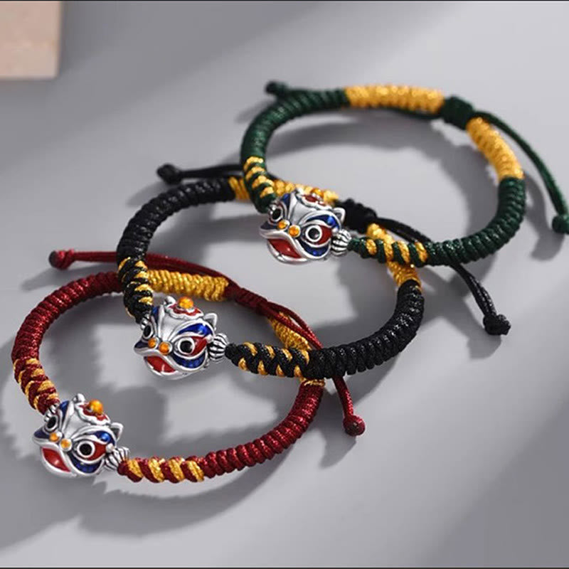 Handmade Dancing Lion Luck Braided String Bracelet