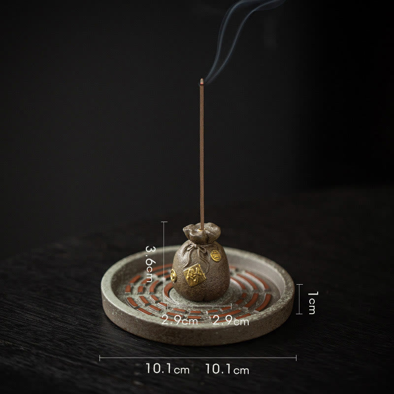 Small Treasure Bowl Lucky Bag Bagua Tray Ceramic Stick Incense Burner Decoration
