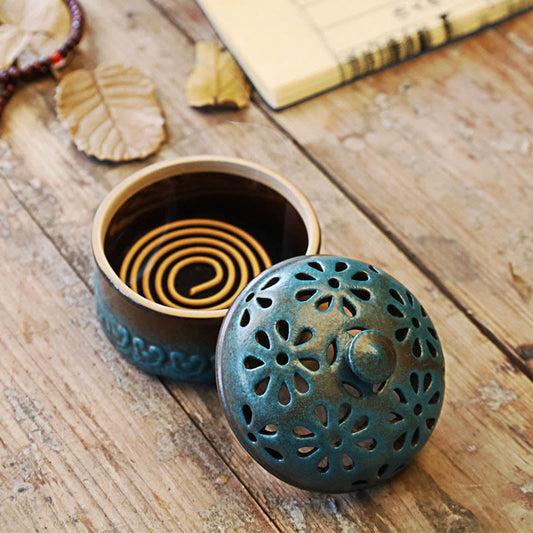 Mini Hollow Spiritual Meditation Ceramic Small Incense Burner Decoration
