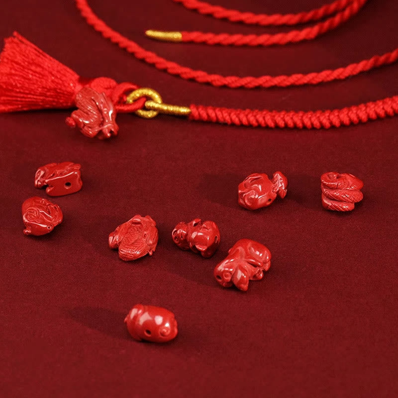 Natural Cinnabar Dragon Blessing Red String Belly Chain