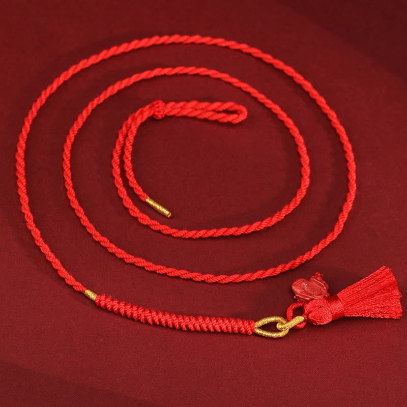 Natural Cinnabar Dragon Blessing Red String Belly Chain