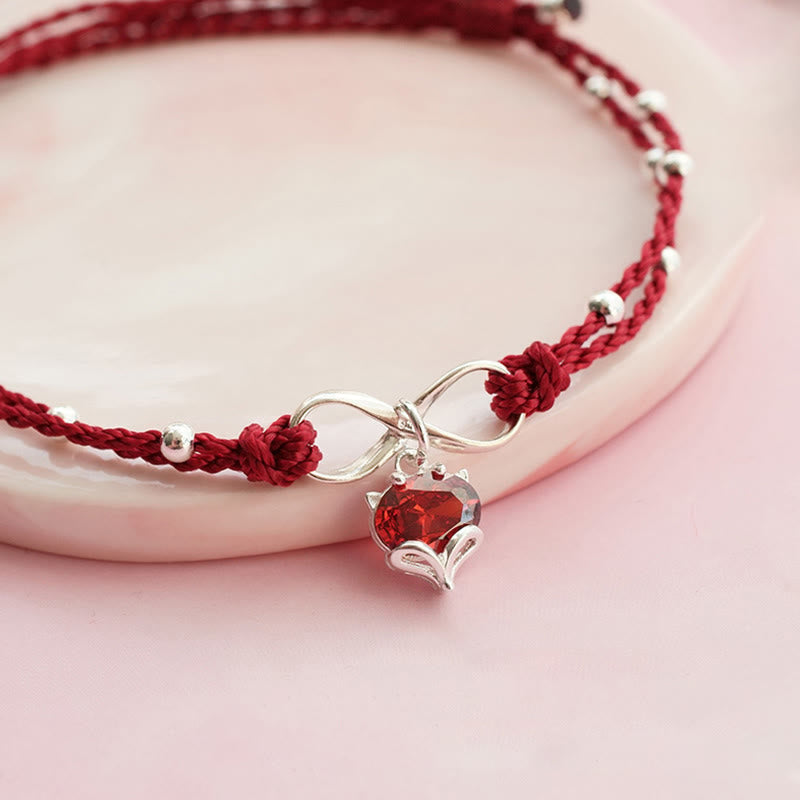 Love Heart Infinity Symbol Braided String Anklet